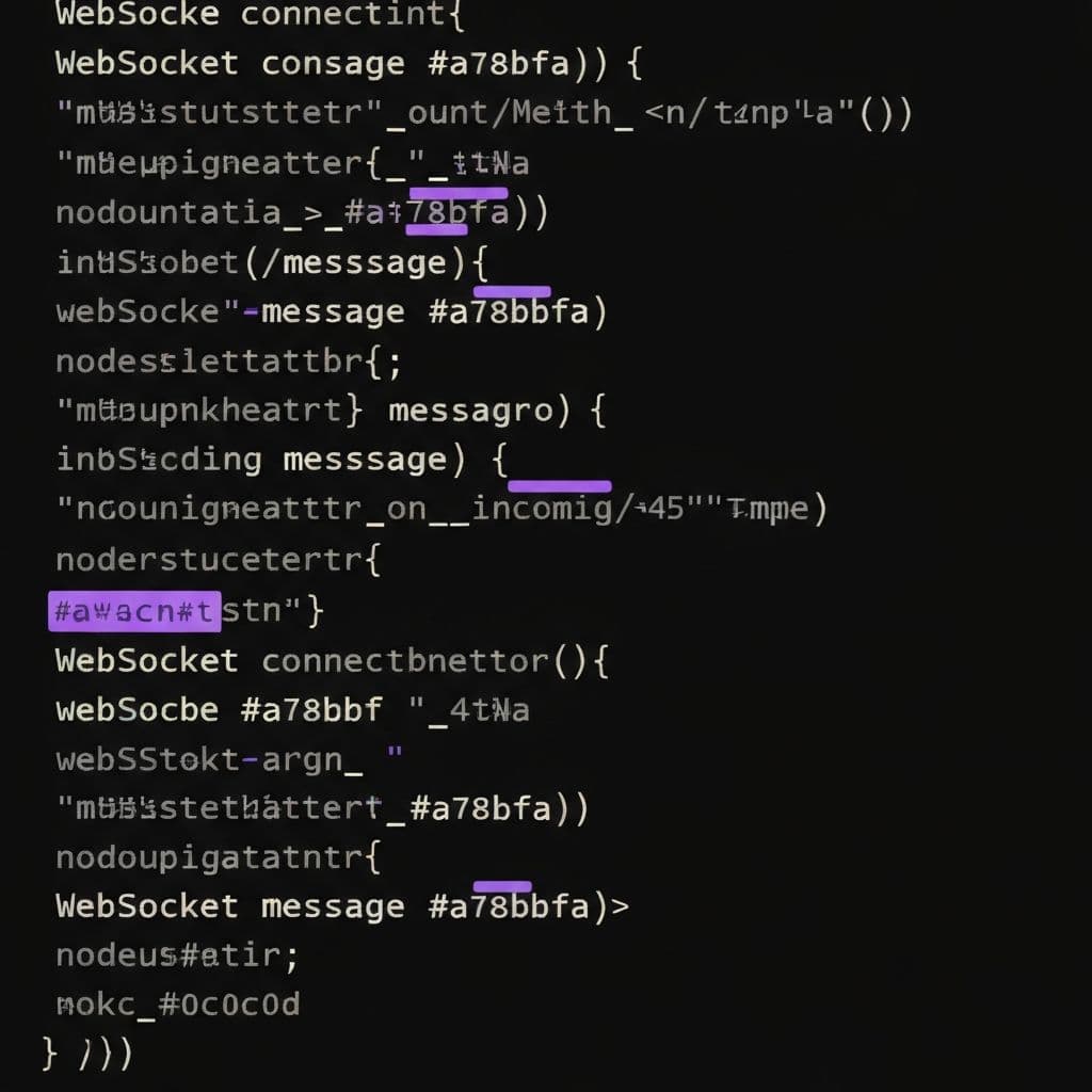 Logs de WebSocket en tiempo real durante una sesión